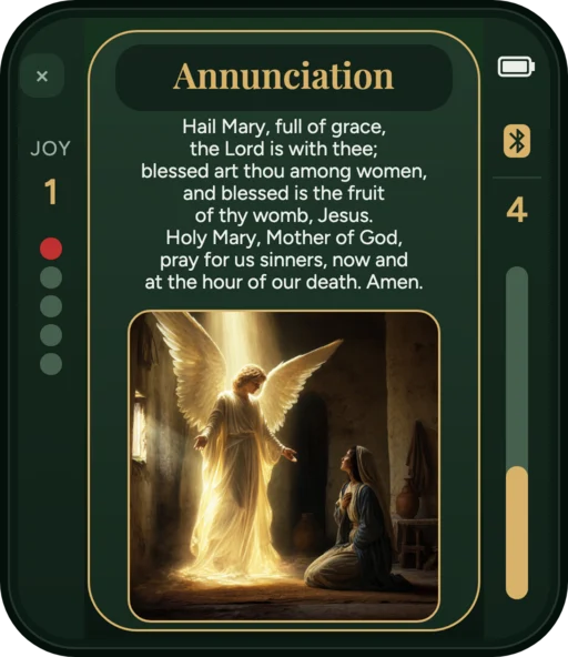 Traditional rosary meditation on the device screen